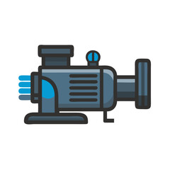 Stylish vector illustration of blue water pump icon
