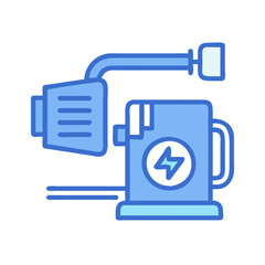 EV Charger Station Icon Vector on Black Background