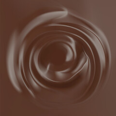 Dark Chocolate Swirl liquid dark cream. Sauce and food delicious vector texture with melt and creamy look. Hot sweet drop of dessert.