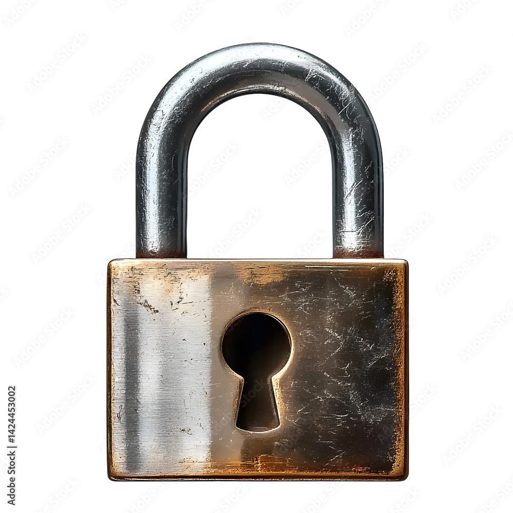 Poster padlock with symbolizing security and protection isolated on a transparent background