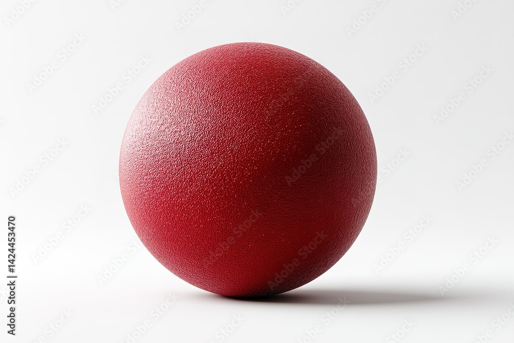 Poster bright red textured ball positioned on a plain background showcasing its round shape and vibrant col