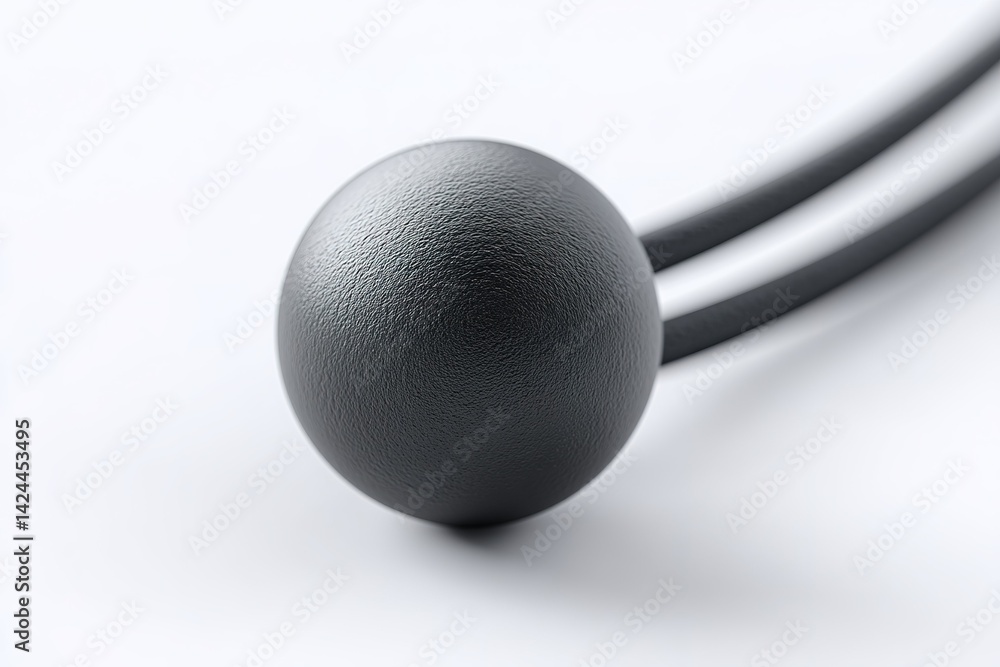 Poster black round object with cord elements on a light background showcases modern design and simplicity i