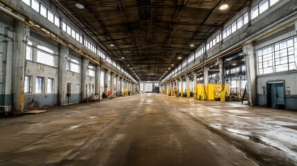 Spacious factory workshop Industrial building designed for production and manufacturing