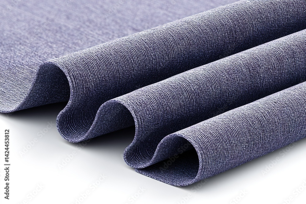 Poster high-quality blue fabric with smooth texture displayed in folds for textile design