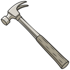 Illustration of a Claw Hammer With Wooden Handle for General Use
