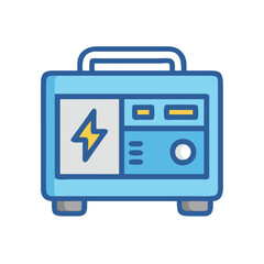 Portable Power Generator Illustration with Lightning Bolt on Black