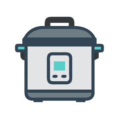 Modern electric pressure cooker on black background illustration