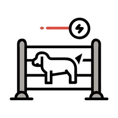 Minimalist metal detector gate icon on a black background