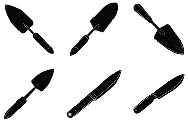 A set of isolated metal work equipment features a red and black screwdriver alongside other sharp steel tools and brushes