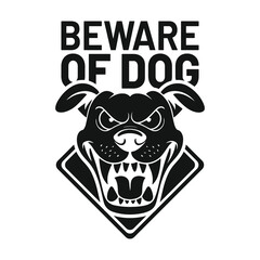 Beware of Dog Sign – Fierce Snarling Canine Vector Art