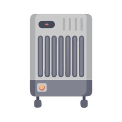 Gray Oil Heater Radiator on Black Background Vector Graphic