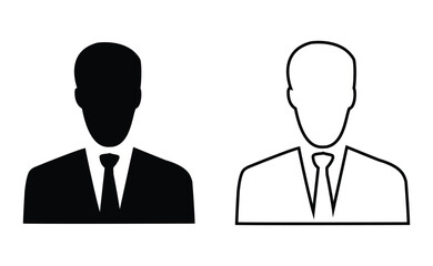 This vector icon set showcases business people avatars, including a businessman in a suit, ideal for office and teamwork illustrations