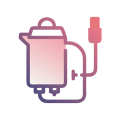 Icon of electric kettle with plug in gradient