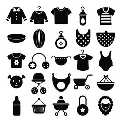 Baby Icons Set Clothing, Toys, and Accessories