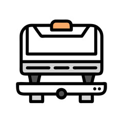 Flat vector icon of pool table, black background