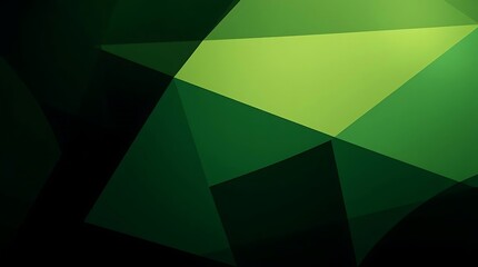 Layered Green Triangle Abstract on Black – Sleek Geometric Art