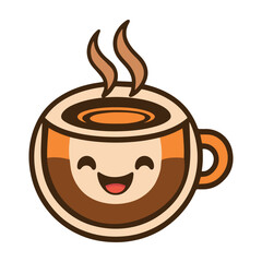 Kawaii Coffee Cup – Smiling Cartoon Drink Mascot