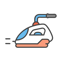 Modern Steam Iron Illustration, Household Appliance Icon Design