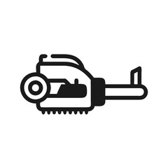 Outlined Minimalist Vacuum Cleaner Icon on Black Background