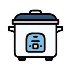 Cute Rice Cooker Illustration on Black Background Design