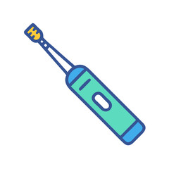 Electric toothbrush illustration with blue and black background