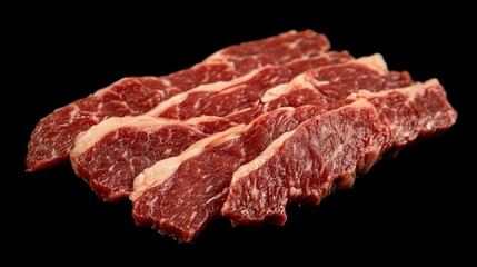 Obraz premium Juicy rare steak sliced to show warm red center with light seared edges.