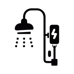 Electric Shower Icon Illustration, modern plumbing, black color