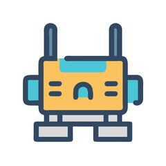 Cute Robotic Character: Vector Illustration with Retro Colors
