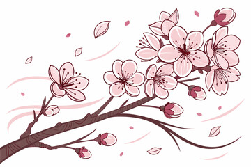 40 Pink cherry blossoms, watercolor flowers, delicate petals, floral pattern, soft pastel hues, botanical illustration, Japanese sakura, spring blooms, scattered floral elements, artistic rendition, d