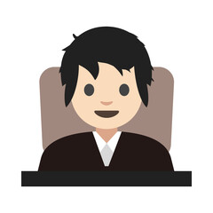 Person Sitting in Chair Clipart Illustration | Smiling Character in Suit Isolated on White Background