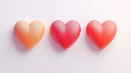 Three hearts, gradient colors, minimal background, Valentine's Day design