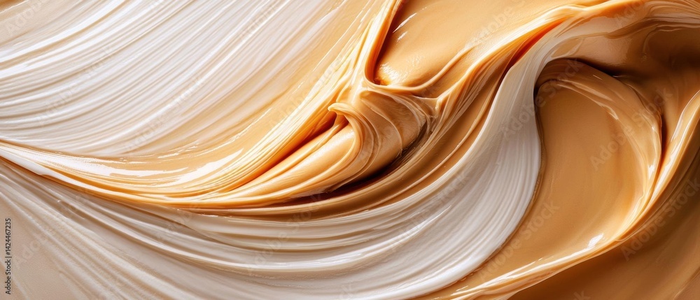 Poster close-up of a smooth, creamy texture. the texture appears to be made up of multiple layers of liquid