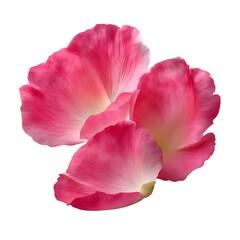 Two pink rose petals isolated on a clean white background