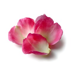 Two pink rose petals isolated on a clean white background