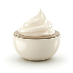 Creamy, whipped dairy product in a smooth, elegant bowl.