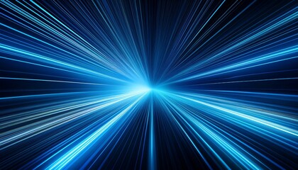 Obraz premium abstract blue light speed lines background with a blur effect a futuristic technology concept