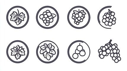 Grape icons; various designs; white background; website use