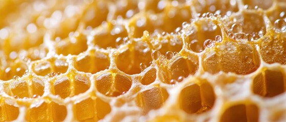 Golden Honeycomb: A Close-Up View of Nature's Sweetness
