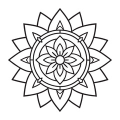 Intricate Mandala Flower Vector, Geometric Symmetrical Mandala Art, Floral Mandala Pattern Illustration, Decorative Meditation Mandala, Ornamental Mandala Line Art