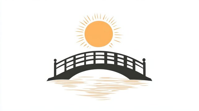 A serene arched bridge under a warm sun, signifying passage and hope.