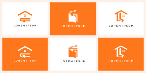 Set of house book logo design template