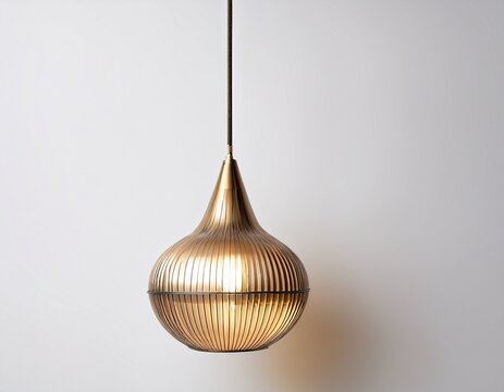 stylish metallic pendant light perfect for modern interior design white background
