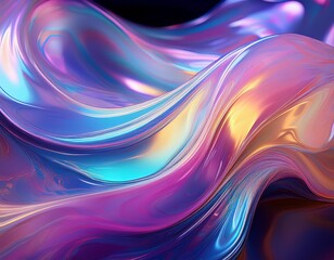 Obraz premium iridescent fluid abstract image of flowing iridescent liquid the soft sheen and the dreamy gradients are captivating