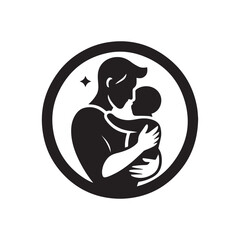 Father and Son Silhouette Emblem
