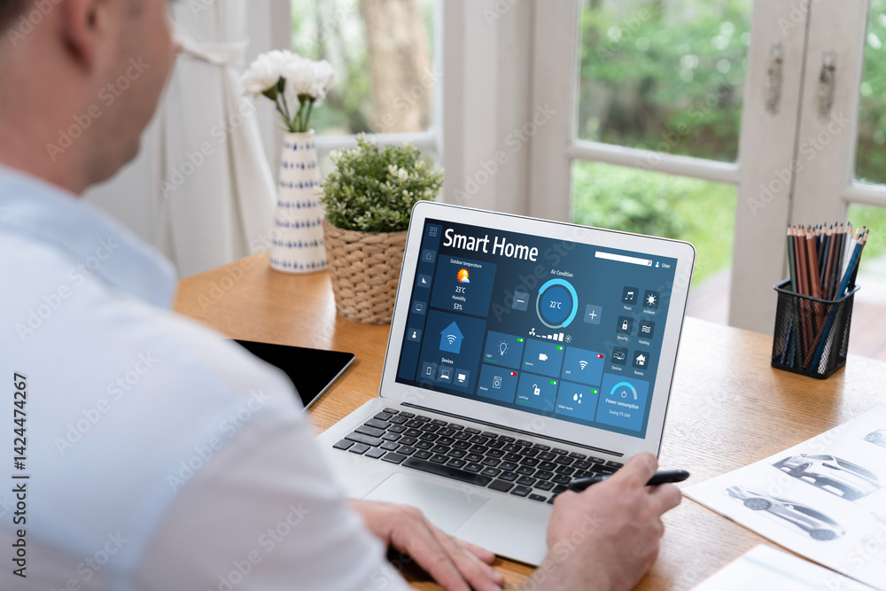 Poster smart home technology, centric remote control system with digital dashboard for air conditioning, sa