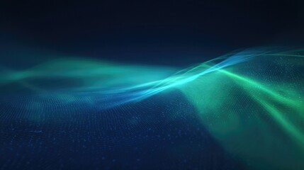 vibrant 3d representation of abstract energy grid casting blue and green glow against dark background