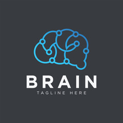Brain technology logo designs concept, techno brain logo template