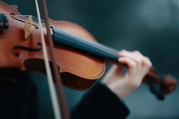 distinguished individual holding violin with blurred background showcasing passion for classical music