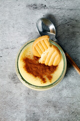 Homemade custard with cinnamon