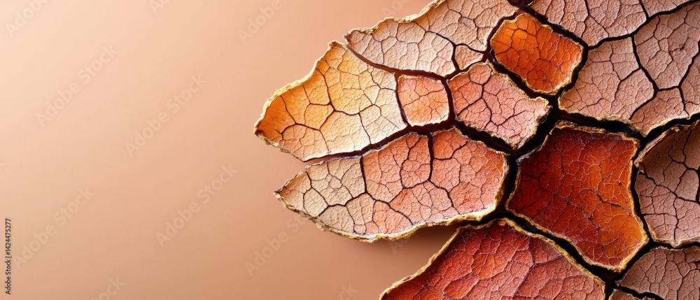 Poster close-up of a cracked surface. the cracks are irregular and vary in size and shape, with some areas 